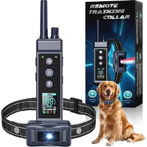 Shock Collar for Dogs - 4265ft Waterproof Training Collar with Flashing Light for Small Medium Large Dogs with Rechargeable Remote, Beep (1-8), Vibration(1-16), Safe Shock(1-99) (Orange)