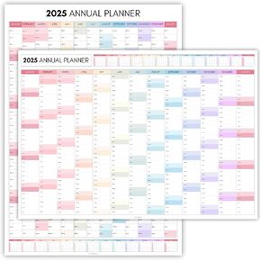 2025 Monthly Wall Planner, Large A1 84cm X 59cm | DOUBLE SIDED PRINT, Rainbow Wall Calendar 2025, Year Planner, Full Year to View | Organiser for Office, University, School | Colorful (Folded)