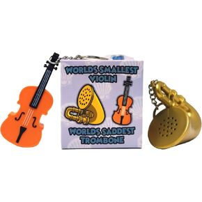 MunnyGrubbers - Original World's Smallest Violin & World's Saddest Trombone Toy Keychain with Playable Sad Sound - Sad Trombone - Mini Tiny Violin Keychain with Sound - Funny Meme - (WSV-V1-1P-WT)