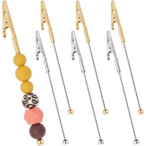 6Pcs Metal Beadable Alligator Clips Beadable Clamps Memo Holder Stand Clasp for Crafts Note Photo Picture Menu Number Cards Party Wedding Christmas DIY
