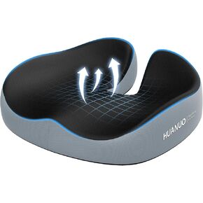HUANUO Ergonomic Seat Cushion for Office Chairs, Pressure Relief Seat Cushion for Tailbone Pain and Back Support, Office Chair Cushion with 4-Zone High-Density Memory Foam for Car Seat, Wheelchair