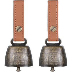 2 PCS Pet Bells for Collar Dog Collar Bell Tracker Noise Maker Anti-Theft Dog Bells for Collar Bell with Leather Button Strap Dog Bell Accessories Dog Potty Bell Dog Bells to Go Outside Hiking