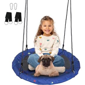 Saucer Swing - مقعد الأرجوحة من الأشجار 40 'مع نسيج مقاوم للماء 900D Oxford للأطفال والكبار | 700 رطل القدرة على الوزن | الأشرطة القابلة للتعديل و 2 carabiners للمتعة الداخلية والخارجية (ليلة النجوم)