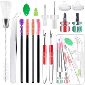 17 Pieces Sewing Machine Cleaning Kit, Sewing Machine Cleaning and Repair Tools Include Double Headed Brush Silicone Brush Screwdrivers Tweezer Seam Ripper Needle Threader and Storage Box
