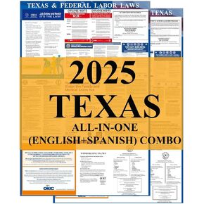 KIKIGO 2025 Texas State and Federal Labor Laws Poster - OSHA Workplace Compliant 24" x 36" - All in One Required Posting -(English & Spanish Combo)
