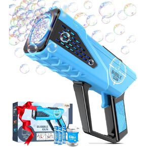 Rechargeable Bubble Gun - Bubble Machine Blower for Kids - Toys Gifts for Boys Ages 3+ Year Old - Bubbles Party Favors - Orange