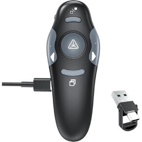 [2 in 1 USB C + Rechargeable] Presentation Clickers, Powerpoint Clicker Wireless Presenter Remote, Presentation Pointer PPT Slideshow Advancer Remote Control Slide USB Clicker for Computer, Mac