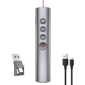 عروض المعادن الفرس مع مؤشر الليزر لعروض PowerPoint التقديمية PowerPoint Clicker Remote Wireless Prosserdsive Plicker Power Point Clicker (طراز الضوء الأحمر أ)