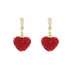 WCRAZYE Red Heart Earrings for Women Girls Handmade Elegant Sparlking Rhinestone Red Pink Love Heart Dangle Drop Valentines Day Earrings Girlfriends Wife Jewelry Gifts (Red Heart Earrings)