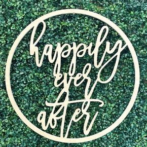 Happily Ever After Welcome Sign Wreath for Door or Photobackdrop - Custom Party Decorations, Bridal Party Decoration, Engagement Party Decoration, Housewarming Door Sign (MDF, Medium (23"))