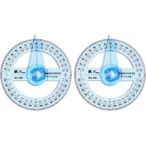 Toyvian Geometric Ruler Set 2 PCS 360 Degree Angle Viewer Protractor Circle Protractor Drafting Tools Swing Arm Angle Protractor for Kids Classroom Geometric Ruler