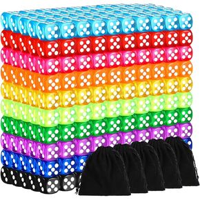 500 Pieces Colored Dice Set 12mm 6 Sided Bulk Dice with 5 Pieces Drawstring Pouches Mini Dice Bulk for Board Dices Game Classroom Teaching Math Learning, 10 Color(Classic Color)
