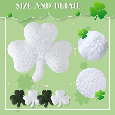 Bencailor 4 Pcs Shamrock Throw Pillows for St Patricks Party Shamrock Shaped Pillow Green Plush Clover Cushion Cute Irish Farmhouse St Patricks Decorations for Sofa Couch Office Home in Kuwait