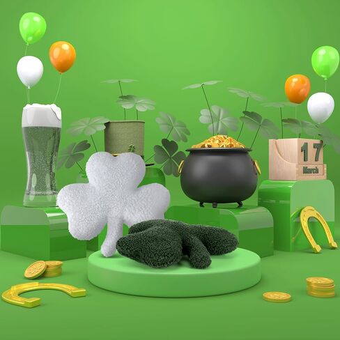 Bencailor 4 Pcs Shamrock Throw Pillows for St Patricks Party Shamrock Shaped Pillow Green Plush Clover Cushion Cute Irish Farmhouse St Patricks Decorations for Sofa Couch Office Home in Kuwait