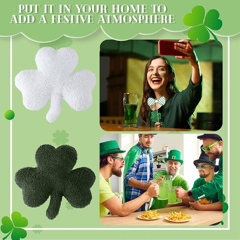Bencailor 4 Pcs Shamrock Throw Pillows for St Patricks Party Shamrock Shaped Pillow Green Plush Clover Cushion Cute Irish Farmhouse St Patricks Decorations for Sofa Couch Office Home in Kuwait