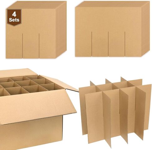 4 Sets Glass Dividers for Moving Boxes, Cardboard Dividers for Boxes Fit 16x12x12 Moving Boxes, Wine Glass Storage Box with Dividers (Box Not Included) in Saudi Arabia