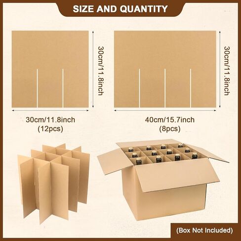 4 Sets Glass Dividers for Moving Boxes, Cardboard Dividers for Boxes Fit 16x12x12 Moving Boxes, Wine Glass Storage Box with Dividers (Box Not Included) in Saudi Arabia