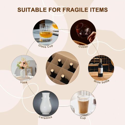 4 Sets Glass Dividers for Moving Boxes, Cardboard Dividers for Boxes Fit 16x12x12 Moving Boxes, Wine Glass Storage Box with Dividers (Box Not Included) in Saudi Arabia
