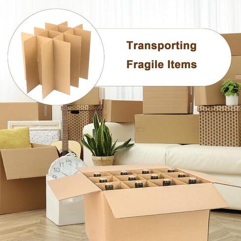 4 Sets Glass Dividers for Moving Boxes, Cardboard Dividers for Boxes Fit 16x12x12 Moving Boxes, Wine Glass Storage Box with Dividers (Box Not Included) in Saudi Arabia