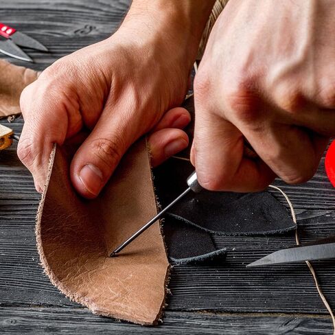 Harfington Handwork Handing Sewing Awl Crochet Hook Ho -Heat Leather Host Tool مع خدش مقبض خشبي للأسلاك المكسورة ، قم بإصلاح خياطة الحفر و DIY المصنوع يدويًا ، سجل سجل in Saudi Arabia