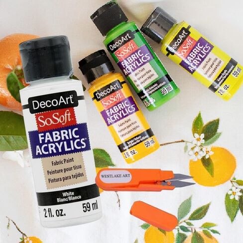 Decoart Sosoft Fabric Paint White, 2 Fl Oz - White Acrylic Paint For Fabric, With Embroidery Scissors, Bright & Blendable White Paint Fabric, Easy-To-Use White Fabric Paint ~(Pack Of 2) in Saudi Arabia