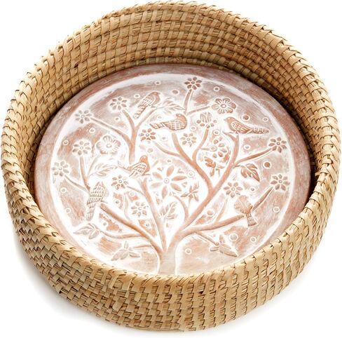 سلة الخبز مع Terracotta أكثر دفئا ، سلة خبز ، سلة خبز لتقديم ، بحجم 11.5 "W × 11.5" L x 3.5 "، طيور مستوحاة من الطبيعة من تصميم الريش in Saudi Arabia