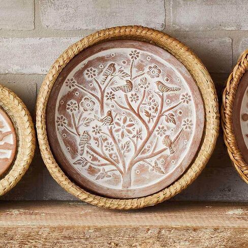 سلة الخبز مع Terracotta أكثر دفئا ، سلة خبز ، سلة خبز لتقديم ، بحجم 11.5 "W × 11.5" L x 3.5 "، طيور مستوحاة من الطبيعة من تصميم الريش in Saudi Arabia