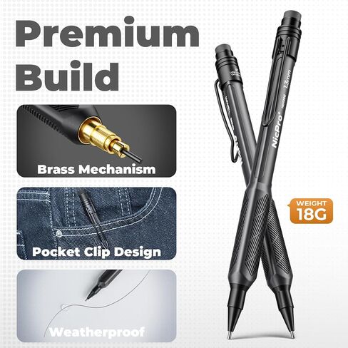 Nicpro 3 PCS 1.3 mm Mechanical Pencil Set with 72 PCS Lead Refill,3 Erasers-HD1000 Carpenter Pencils, Weatherproof Metal Heavy Duty Construction Pencil for Outdoor Marking Drafting Drawing Woodworking in Saudi Arabia