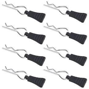 8PCS RC Body Clips Bent Springy R Pins for 1/8 1/10 1/12 RC Car Secure Shell Pin & Mounting Bracket Set RC Model Bent Body Clamp Accessories Black