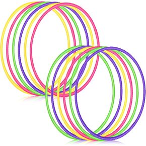 Sratte 8 Pcs Color Hoop Detachable Adjustable Hoop Exercise Ring Plastic Toys for Teens Games Gymnastics Dog Agility Equipment Party Decor, 4 Colors