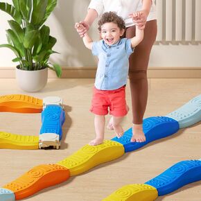 Balance Beam and Stepping Stones for Kids - Non-Slip Classical Interlocking Balancing Beam, Colorful Kids Balance Beam, Toddler Balance Beam Coordination Sensory Toys Balance Beam Obstacle Course for Kids