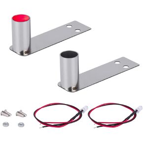 2 Pack of Stainless Steel Single Exhaust Pipes with LED Light RC Drift Car 1/10 Scale Accessories Decoration Uprades