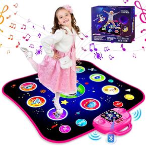 Dance Mat Toys for Ages 5-7 Toys for 3-12 Year Old Girls Toys Age 6-8 Toys for Girls 8-10 Girls Gifts Birthday Games Dance Mat for Kids Ages 4-8 Electronic Dance Pad Bluetooth Music Dance Toys Pink
