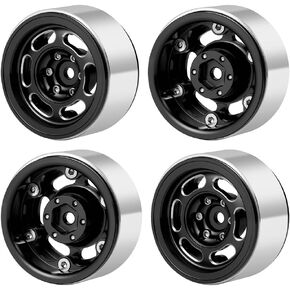 MOHERO 4Pcs 1.3 RC Beadlock Wheel Rims for 1/18 1/24 RC Crawler TRX4M Axial SCX24 Redcat Ascent-18 Upgrade Parts (Black)