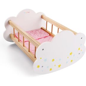 Babeside Wooden Baby Doll Bed for 12-16 Inges Dolls و Rocking Baby Doll Crib و Baby Doll Sleep Cradle و Baby Doll Associory Furnity Fit Newborn Dolls Boys & Girls