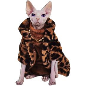 Sphynx Cat Clothes Winter Velvet Warm Soft 2- Layers Winter Jacket Thickened Hairless Cat Coat for Sphynx, Cornish Rex, Devon Rex, Peterbald Cat Clothes (Medium)