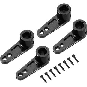 MECCANIXITY Aluminum Alloy 25T Steering Servo Arm Horn Black for 1/8 1/10 RC Car/Boat/Airplane Boat Accessories 4 Pcs
