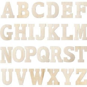 6 Inch 88 Pieces Wood Letters Crafts Wooden Letters,Unfinished Thin Alphabet with Extras for Wall Decor