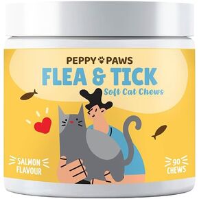 Flea و Support Support Cat Cats - 90 لدغات ناعمة | يعزز الحصانة | غير GMO | خالية من الصويا | صيغة صديقة للقط