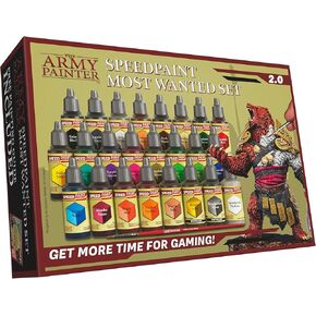 The Army Painter Speedpaint Most Wanted Set 2.0-24x18ml Speed Model Paint Kit Pre Loaded with Mixing Balls and 1 Brush- Base, and 1 Painting Guide - Model Paint Set for Plastic Models
