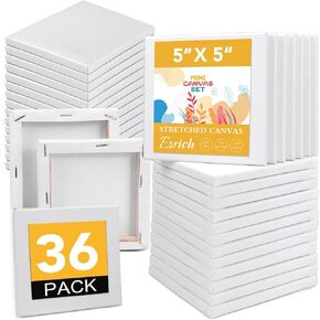 ESRICH Mini Canvases for Painting 4x4 Canvas Value Pack for 48PCS, 2/5In Thickness Small Canvas, Blank Canvas Bulk are Great for School Projects,Kids Birthday Party and Wall Decoration., white