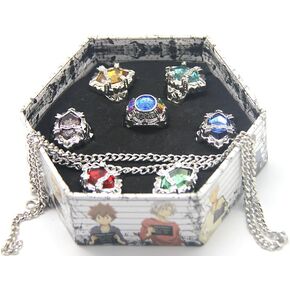 WS_COS اليابانية Katekyo Hitman Reborn! مجموعة ملحقات Cosplay من 7 حلقات عائلة Vongola مع الإصدار الثالث من قلادة بواسطة Wing Seng