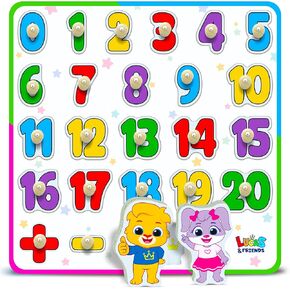 Number Puzzle for Toddlers Jumbo - Educational Wooden Montessori Toys, Fun Preschool Learning Activities for Boys and Girls, Learn to Count Puzzle Board for Ages 3 4 5 by Lucas & Friends