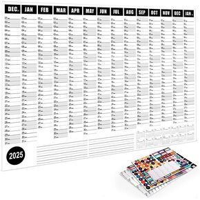 29''x20'' Poster Calendar 2025 Wall Calendar 12 Month Annual Yearly Wall Planner,Year-Round Large Wall Calendar， Large Size 12 Month Planner,2025 Calendar (Black)