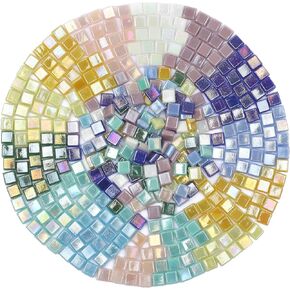 Blue Glass Mosaic Tiles for Crafts, Iridescent Square Mosaic Glass Pieces, Mini Glass Mosaic Kits for Adults, Rainbow Mosaic Supplies for Mural Art Bulk