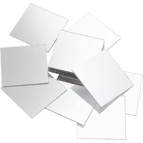 PH PandaHall 50pcs 2 Inch Mini Mirror Tiles, Acrylic Square Mirror Adhesive Small Square Mirror Mosaic Tiles Craft Mirror Tiles for DIY Crafts Home Wall Table Kitchen Bathroom Decoration
