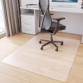 Office Chair Mat for Hardwood Floor, 72" x 46" Clear Floor Mat, 0.08" Thick Slip Resistant Heavy Duty Floor Protector Chair Mats for Rolling Chairs, Computer & Desk Chair Mat-Easy to Clean