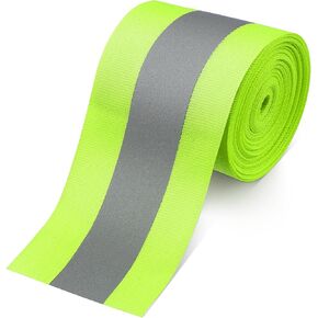 Sew On Reflective Tape for Chothing, 1Pcs Silver Reflective Tape Green Safety Reflective Fabric Webbing Trim Strip 5 Meter High Visibility Reflective Ribbon for Clothes School Bags Raincoats