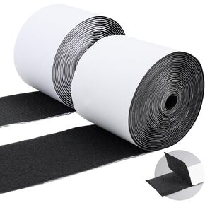 4''×20 Feet Black Nylon Heavy Duty Wide Hook and Loop Tape Adhesive,Double-Sided Adhesive Strip,Strips for Home Office School Car and Crafting Organization Keep Couch Cushions And Carpet Rugs in Place