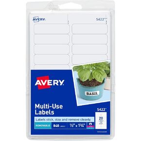 Avery Self-Adhesive Removable Labels, 0.5 x 1.75 Inches, White, 840 per Pack (05422)